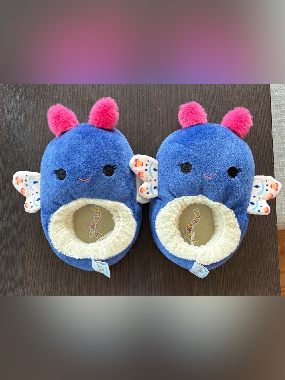 Squishmallows Blue and Cream Plush Slipper Buddy